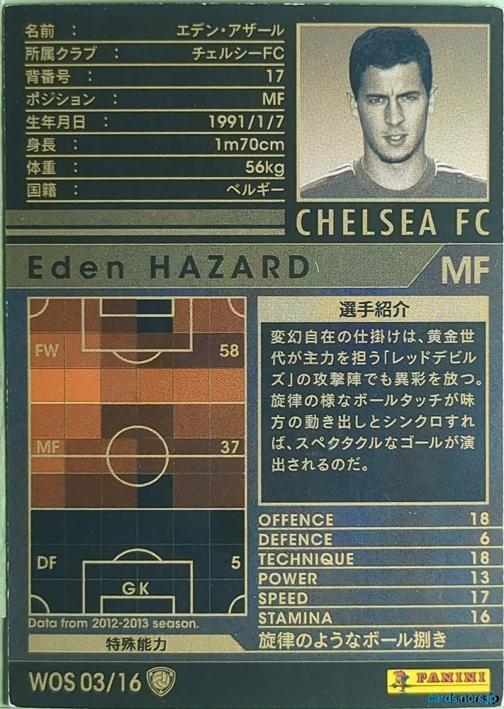 Panini WCCF Football WCCF/2012-2013-WOS03/16 N Eden Hazard Trading Card NM