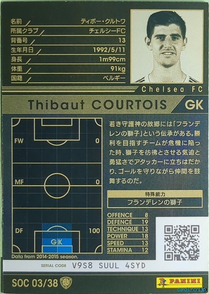 Panini WCCF Football WCCF/2014-2015-SOC03/38 N Thibaut Courtois Trading Card NM