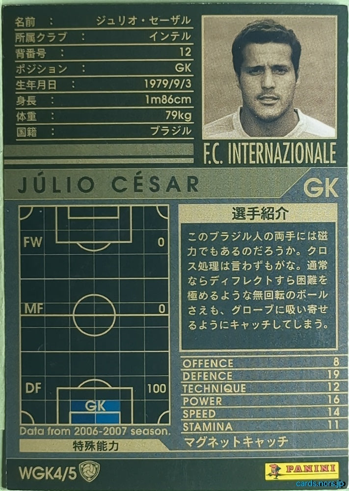 Panini WCCF Football WCCF/2006-2007-WGK4/5 N Júlio César Trading Card NM