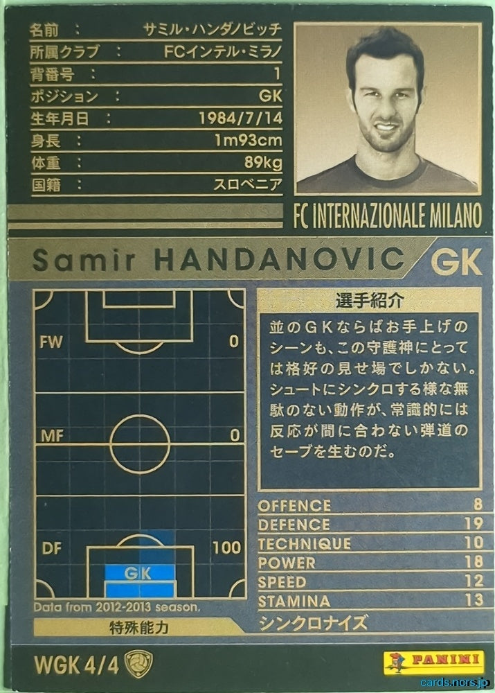 Panini WCCF Football WCCF/2012-2013-WGK4/4 N Samir HANDANOVIČ Trading Card NM