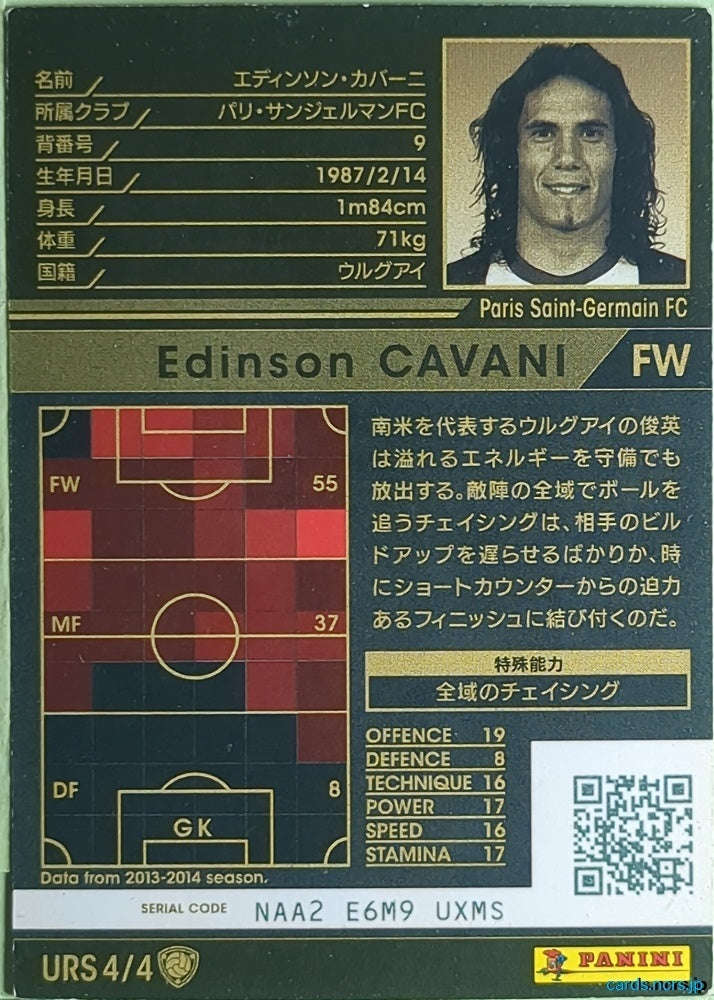 Panini WCCF Football WCCF/2013-2014-URS4/4 N Edinson CAVANI Trading Card NM