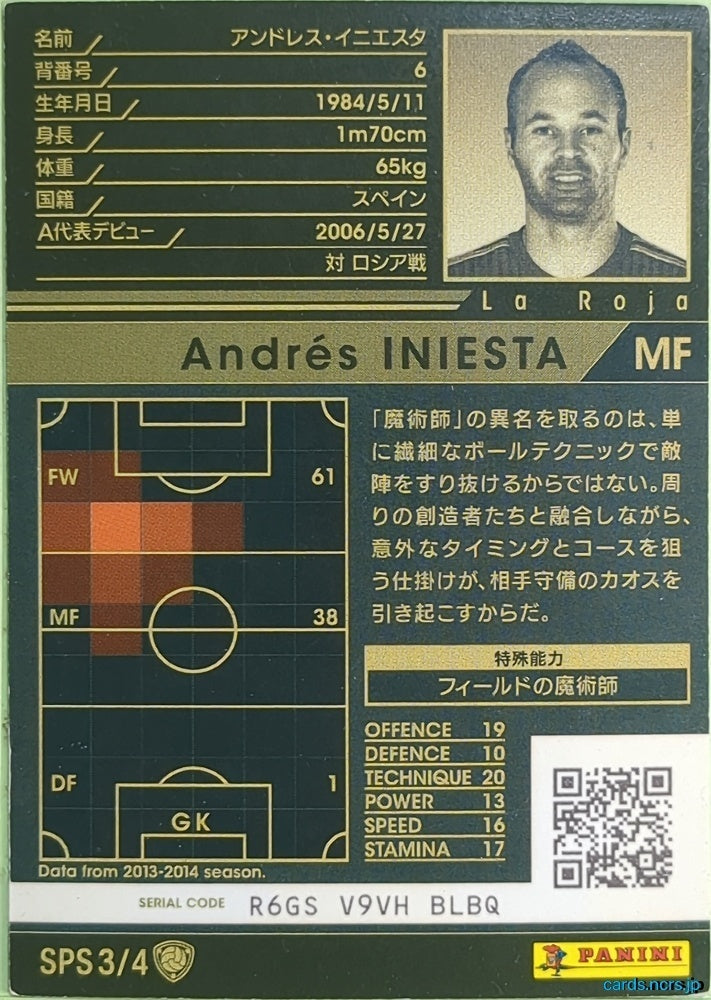 Panini WCCF Football WCCF/2013-2014-SPS3/4 N Andrés INIESTA Trading Card NM