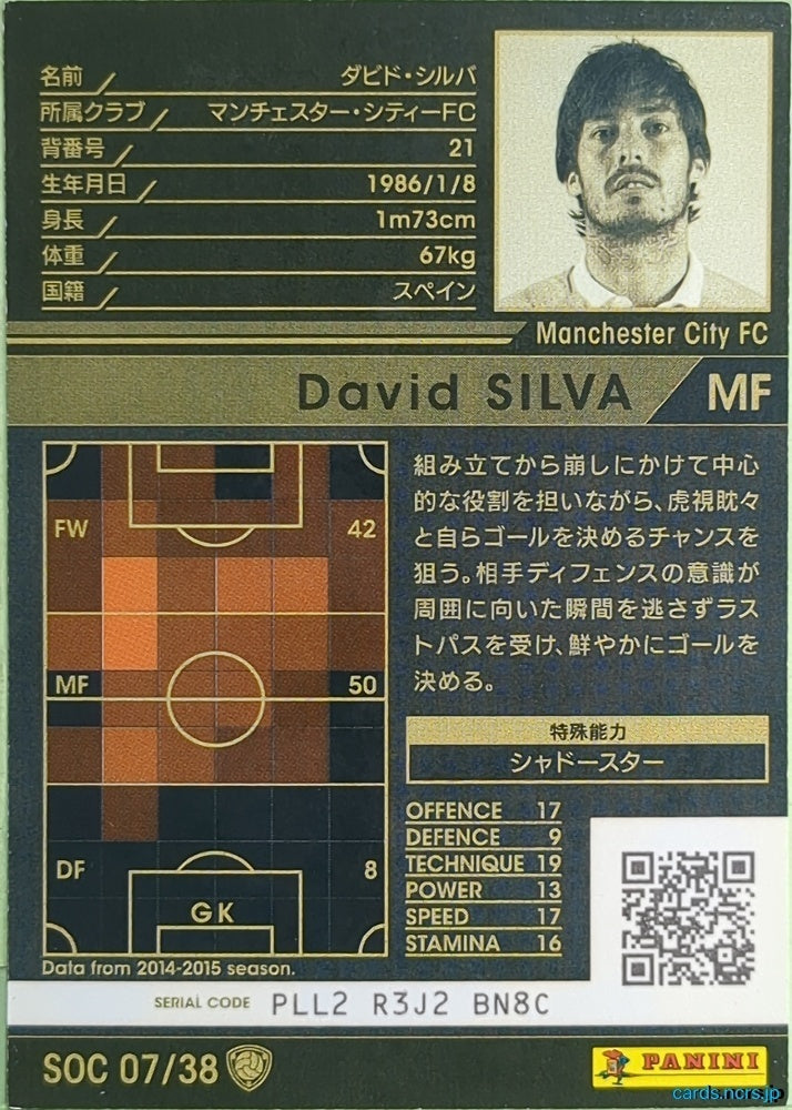 Panini WCCF Football WCCF/2015-2016-SOC07/38 N David Silva Trading