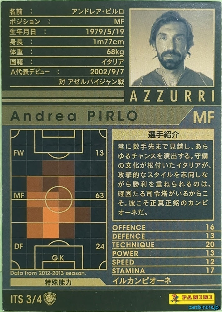 Panini WCCF Football WCCF/2012-2013-ITS3/4 N Andrea PIRLO Trading Card NM