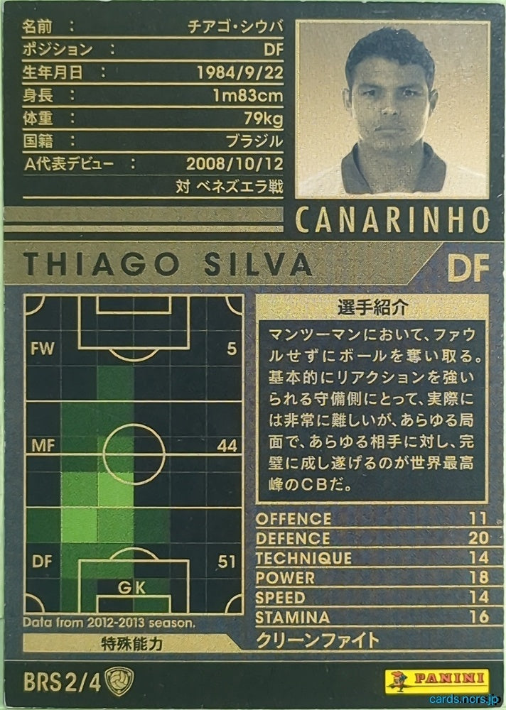 Panini WCCF Football WCCF/2012-2013-BRS2/4 N THIAGO SILVA Trading Card EX