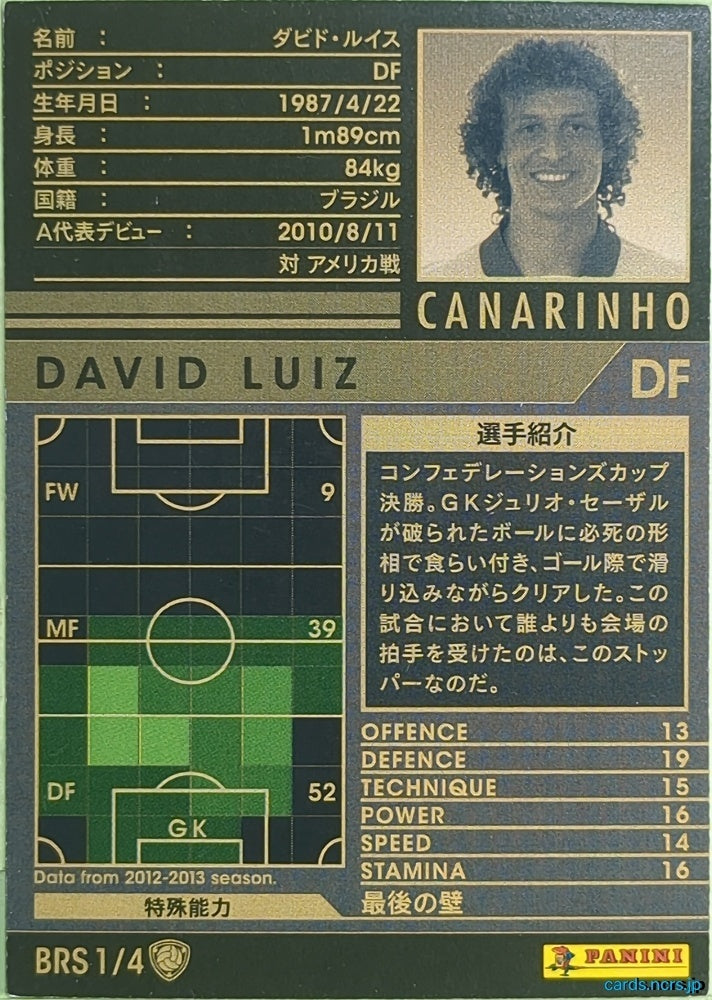 Panini WCCF Football WCCF/2012-2013-BRS1/4 N David Luiz Trading Card NM
