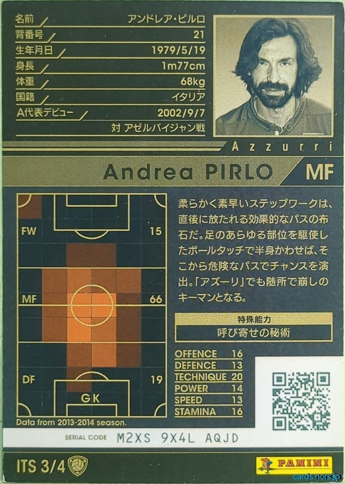 Panini WCCF Football WCCF/2013-2014-ITS3/4 N Andrea PIRLO Trading Card NM