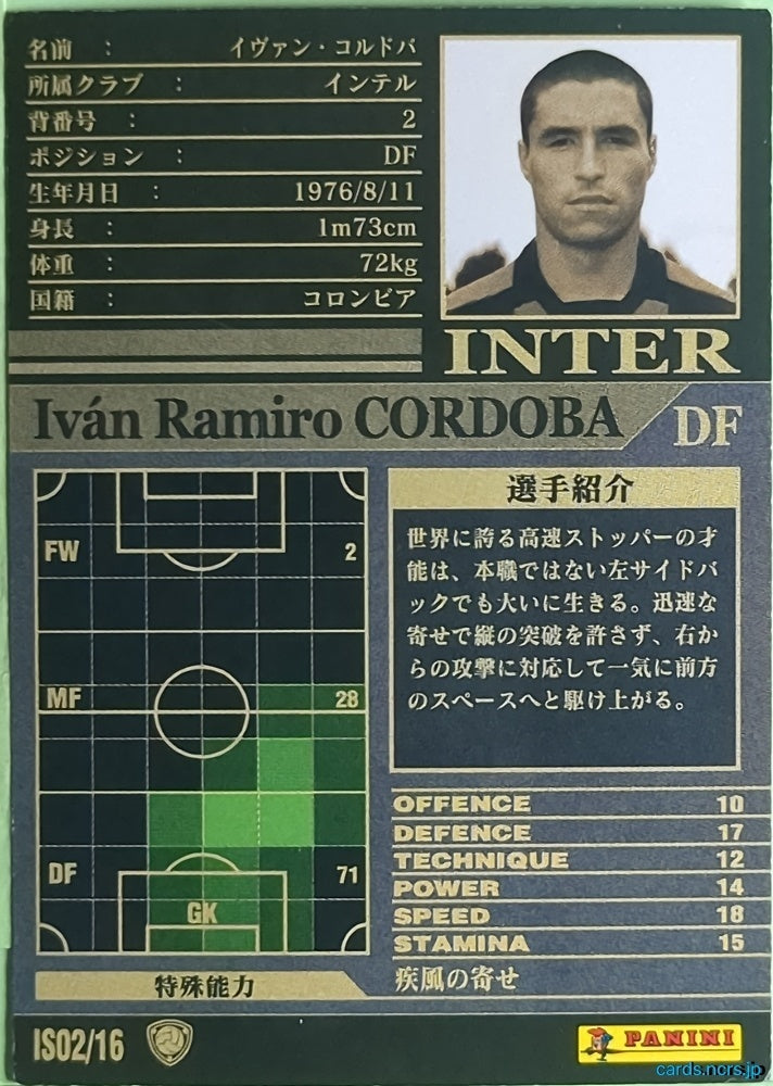 Panini WCCF Football WCCF/2002-2003-IS02/16 N Iván Ramiro Cordoba Trading Card NM