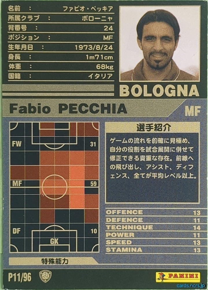 Panini WCCF Football WCCF/2001-2002-P11/96 N Fabio Pecchia Trading Card NM