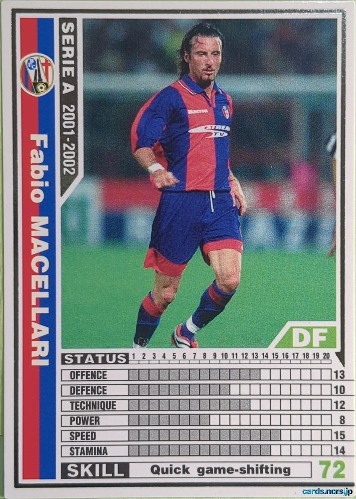 Panini WCCF Football WCCF/2001-2002-022/288 N Fabio Macellari Trading Card NM