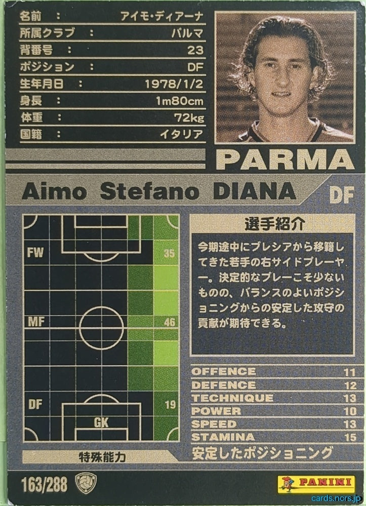 Panini WCCF Football WCCF/2001-2002-163/288 N Aimo Stefano Diana Trading Card NM