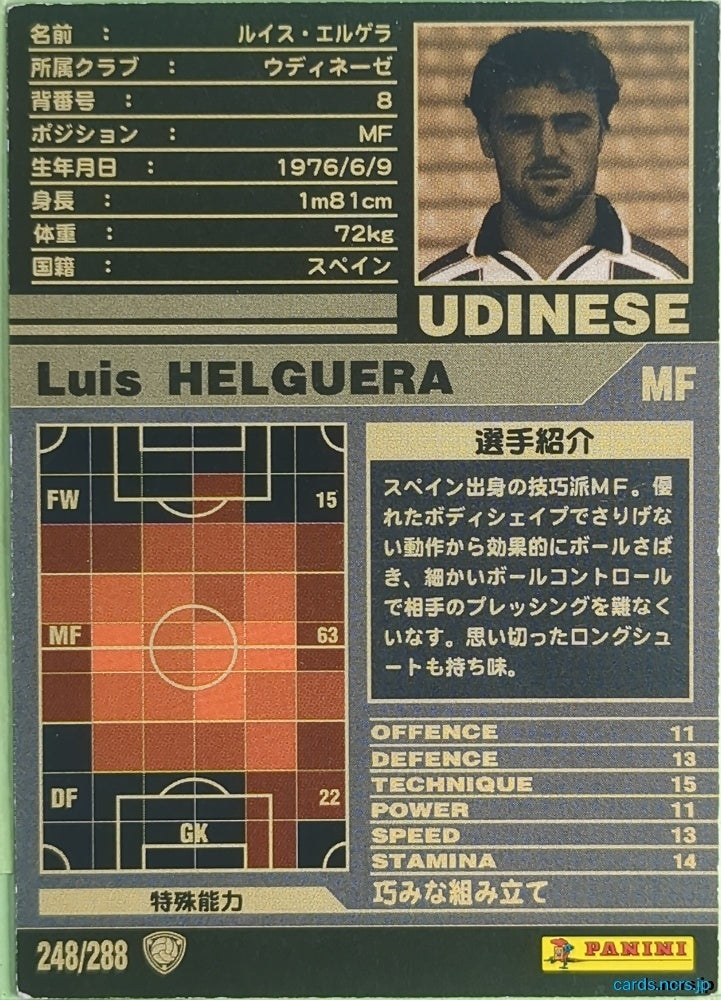 Panini WCCF Football WCCF/2001-2002-248/288 N Luis Helguera Trading Card NM