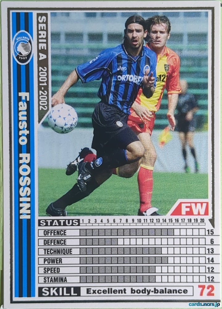 Panini WCCF Football WCCF/2001-2002-015/288 N Fausto ROSSINI Trading Card NM