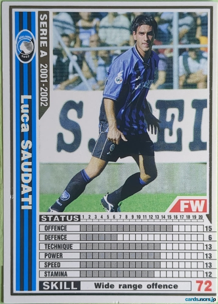 Panini WCCF Football WCCF/2001-2002-016/288 N Luca Saudati Trading Card NM