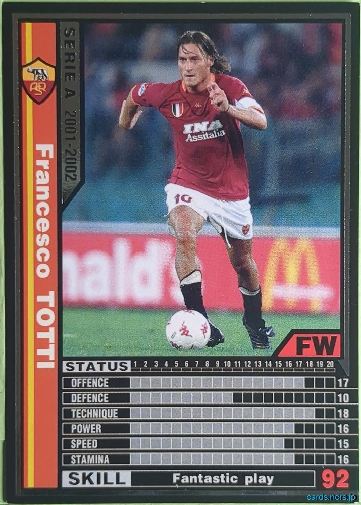 Panini WCCF Football WCCF/2001-2002-224/288 N Francesco TOTTI Trading Card EX