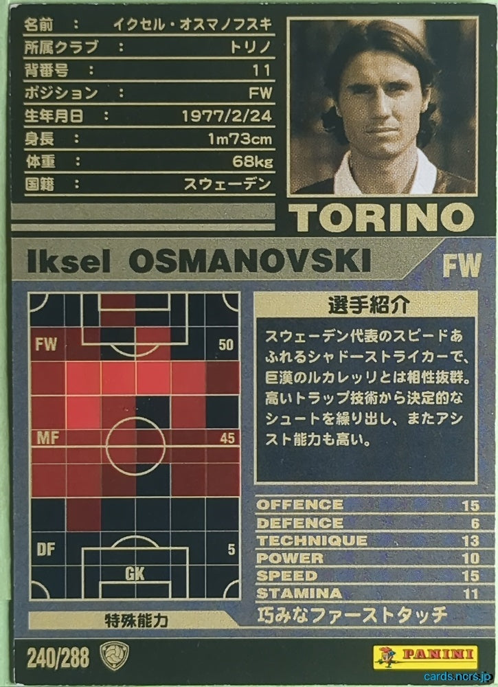 Panini WCCF Football WCCF/2001-2002-240/288 N Iksel Osmanovski Trading Card EX
