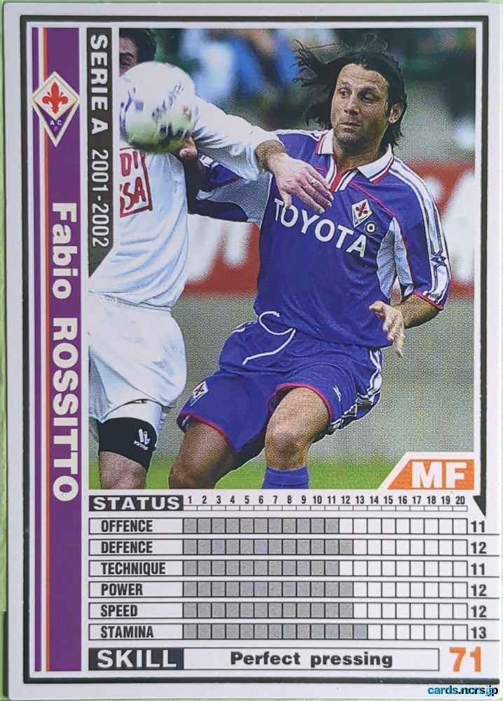 Panini WCCF Football WCCF/2001-2002-078/288 N Fabio Rossitto Trading Card NM