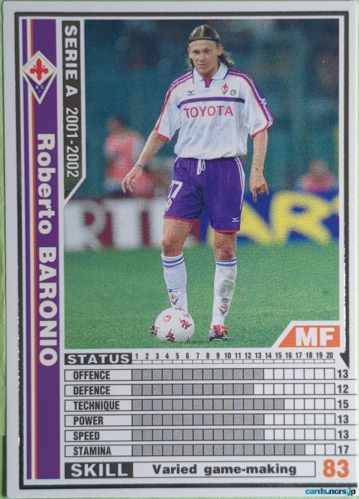 Panini WCCF Football WCCF/2001-2002-073/288 N Roberto BARONIO Trading Card NM