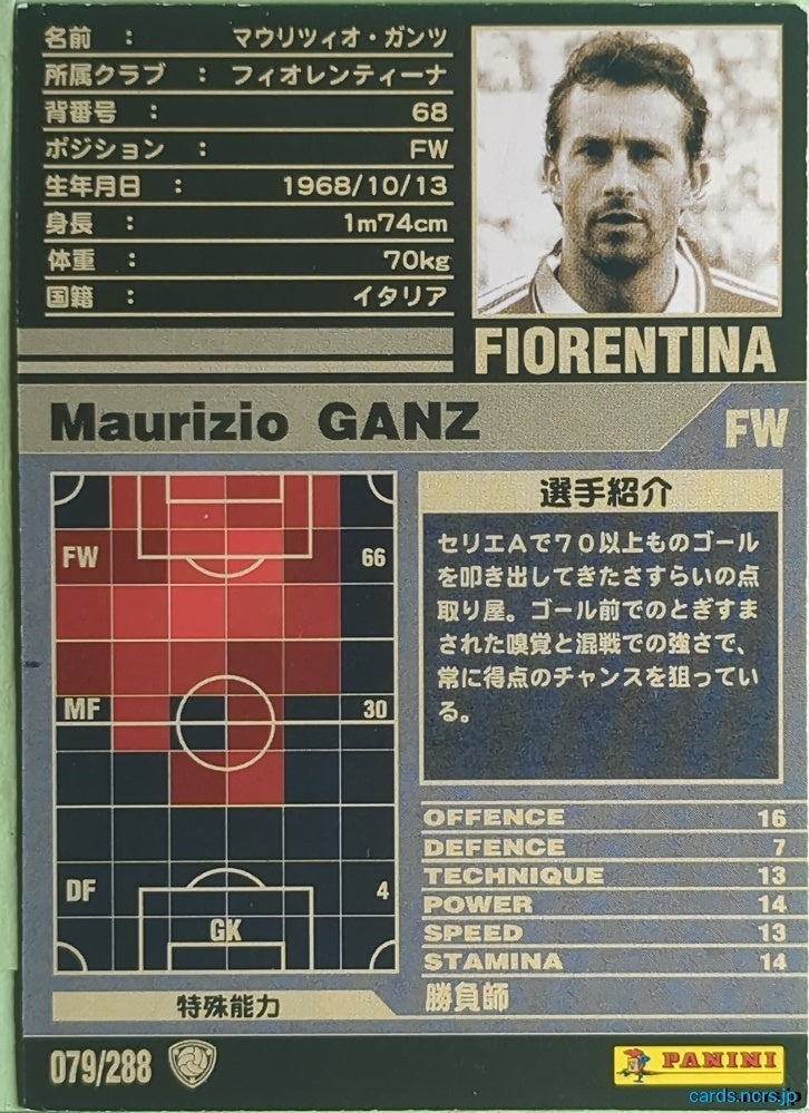 Panini WCCF Football WCCF/2001-2002-079/288 N Maurizio Ganz Trading Card NM