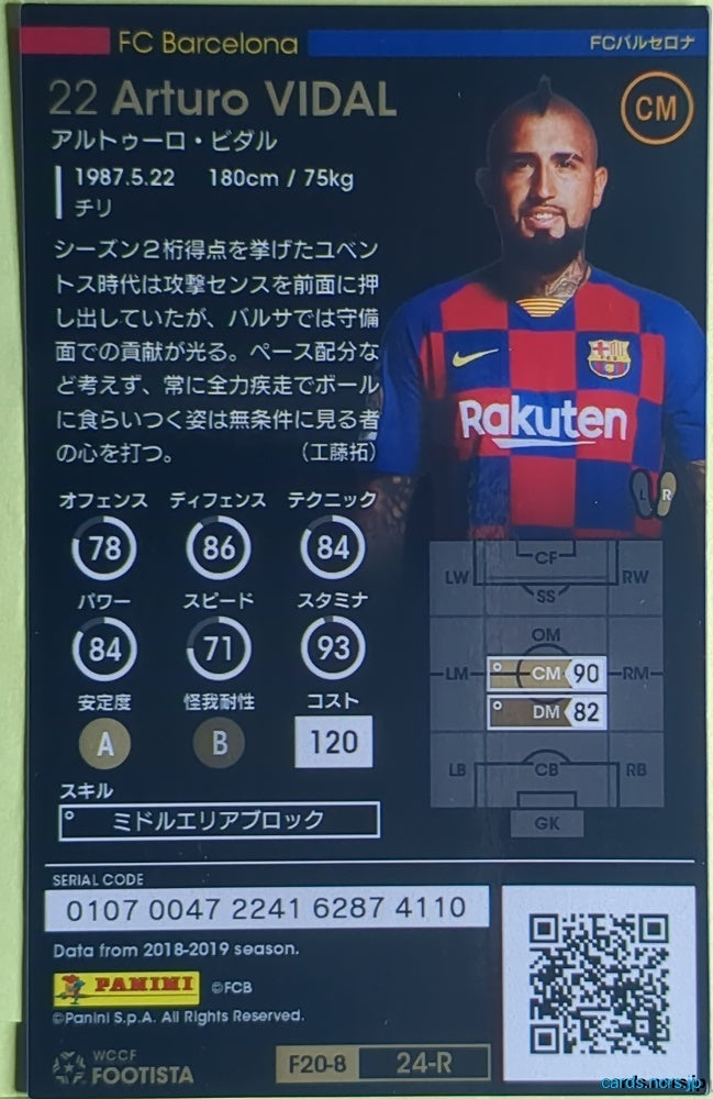 FOOTISTA Football FOOTISTA/F20-8-024 Arturo VIDAL Trading Card NM