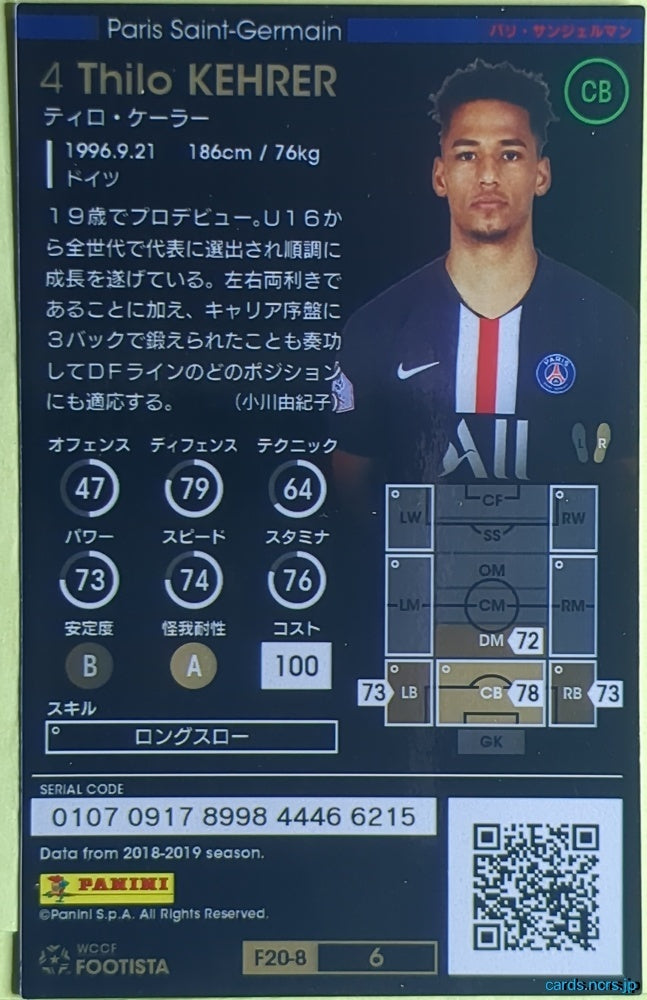 FOOTISTA Football FOOTISTA/F20-8-006 Thilo Kehrer Trading Card NM