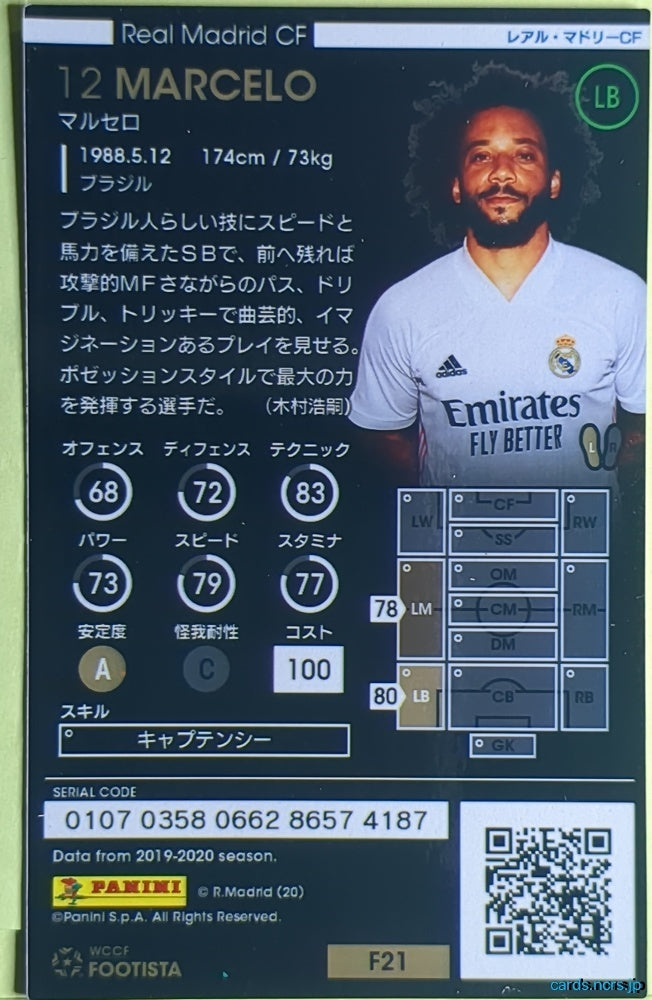 FOOTISTA Football FOOTISTA/F21-RMA-12 Marcello Castellini Trading Card NM