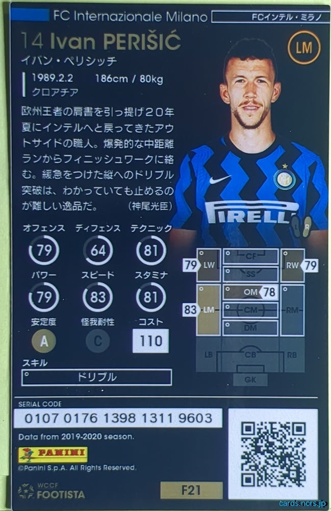 FOOTISTA Football FOOTISTA/F21-INT-14 Ivan Perišić Trading Card NM