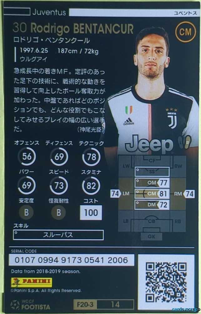 FOOTISTA Football FOOTISTA/F20-3-014 Rodrigo Bentancur Trading Card NM