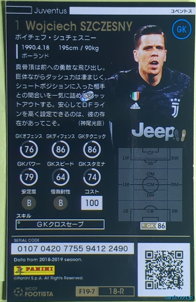 FOOTISTA Football FOOTISTA/F19-7-018-R Wojciech Szczesny Trading Card NM