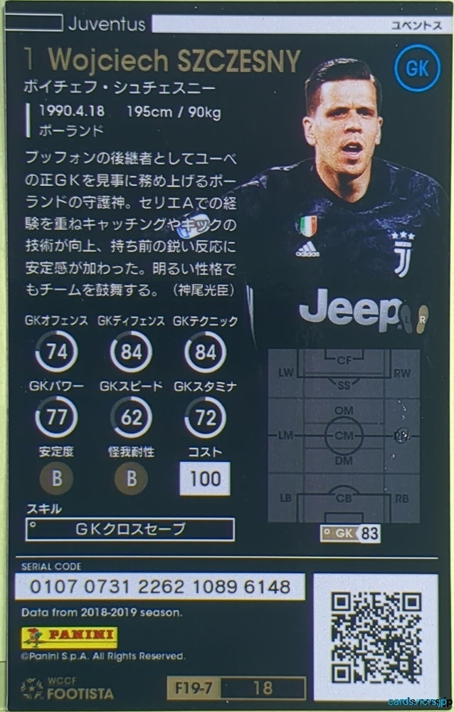 FOOTISTA Football FOOTISTA/F19-7-018 Wojciech Szczesny Trading Card EX