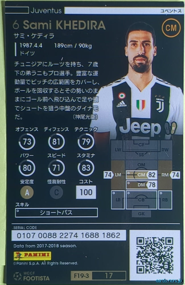 FOOTISTA Football FOOTISTA/F19-3-017 Sami KHEDIRA Trading Card EX