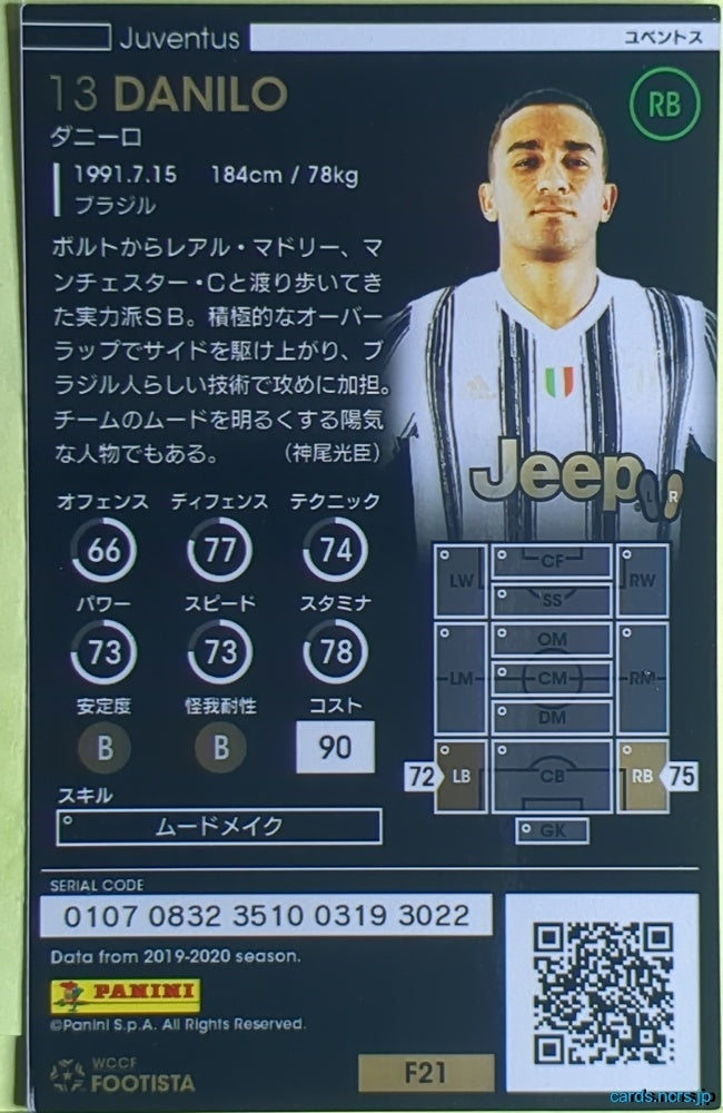 FOOTISTA Football FOOTISTA/F21-JUV-13 Danilo Trading Card EX