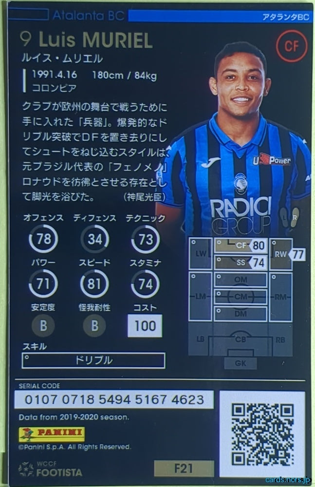 FOOTISTA Football FOOTISTA/F21-ATA-9 Carlos Bacca Trading Card EX