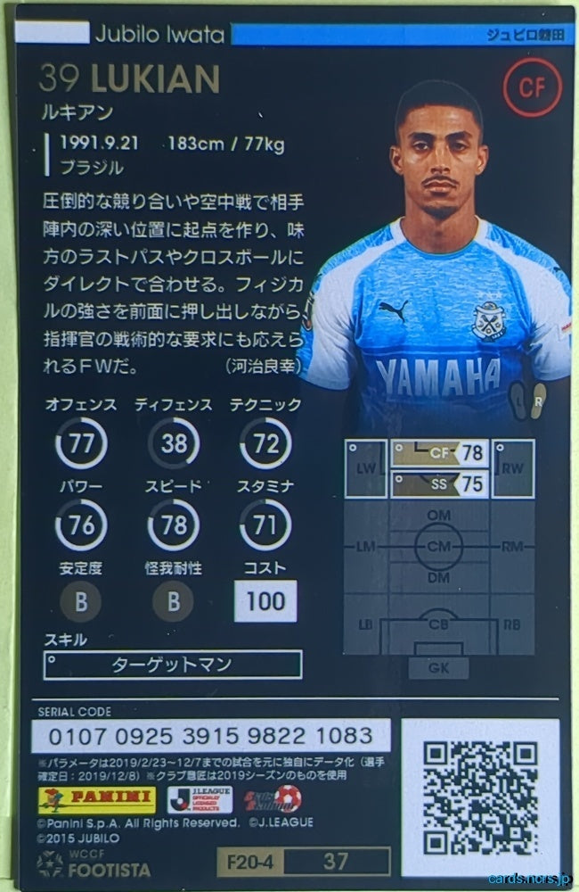FOOTISTA Football FOOTISTA/F20-4-037 Lukian Trading Card EX