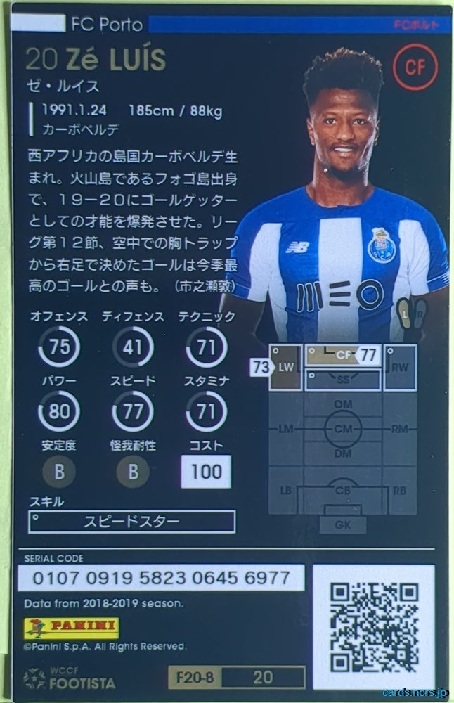FOOTISTA Football FOOTISTA/F20-8-020 Zé Luís Trading Card EX