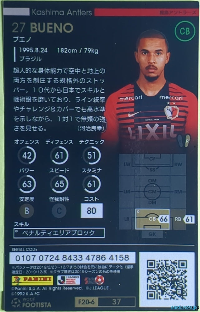 FOOTISTA Football FOOTISTA/F20-6-037 Bueno Trading Card EX