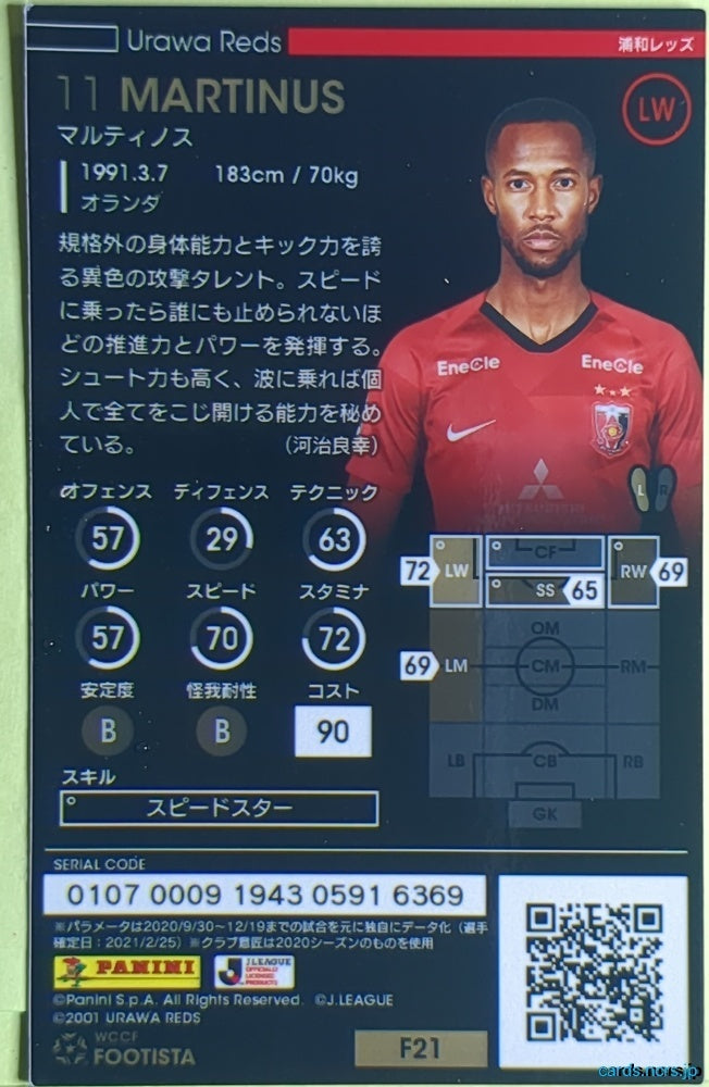 FOOTISTA Football FOOTISTA/F21-URA-11 Martinos Trading Card EX