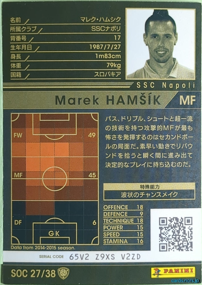 Panini WCCF Football WCCF/2014-2015-SOC27/38 N Marek HAMSIK Trading Card EX
