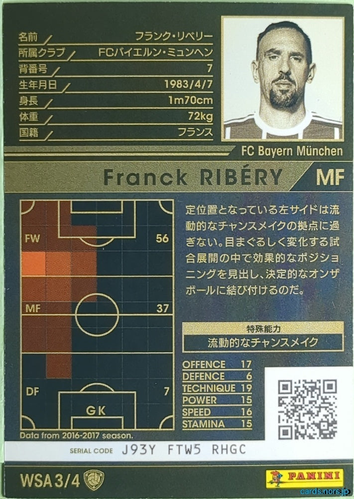 Panini WCCF Football WCCF/2017-2018-WSA34 N Franck Ribery Trading Card EX