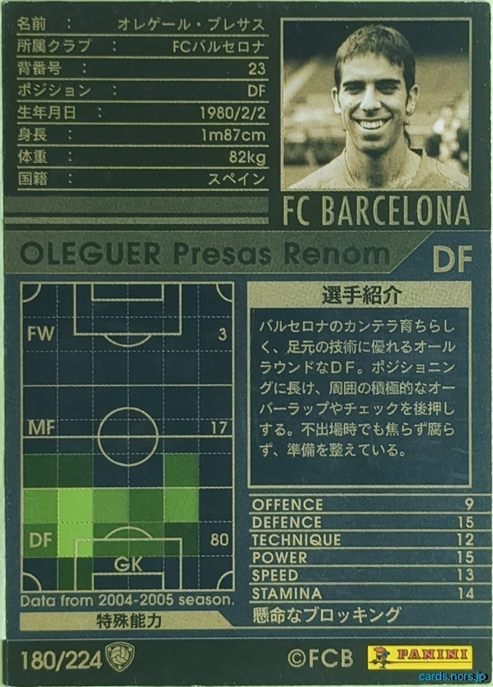 Panini WCCF Football WCCF/2004-2005-180/224 N Oleguer Presas Renom Trading Card EX