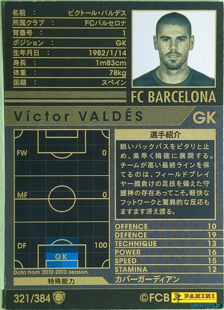 Panini WCCF Football WCCF/2012-2013-321/384 N Victor Valdes Trading Card EX