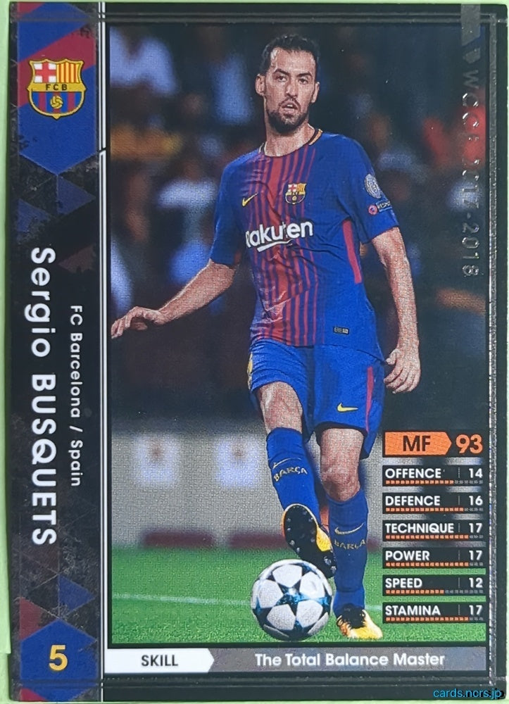 Panini WCCF Football WCCF/2017-2018-231/272 N Sergi Busquets Trading Card EX