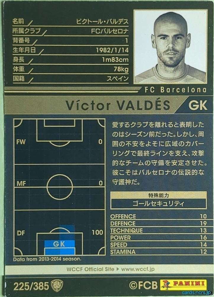 Panini WCCF Football WCCF/2013-2014-225/385 N Victor Valdes Trading Card EX