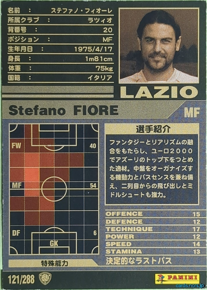 Panini WCCF Football WCCF/2001-2002-121/288 N Stefano Fiore Trading Card EX