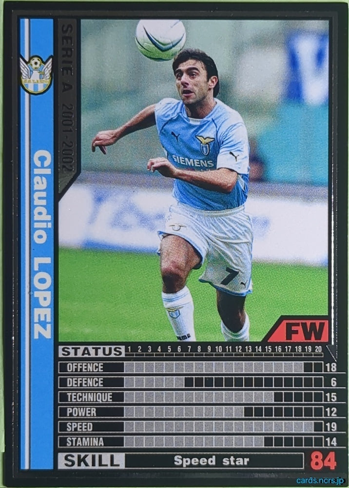 Panini WCCF Football WCCF/2001-2002-128/288 N Claudio Lopez Trading Card EX