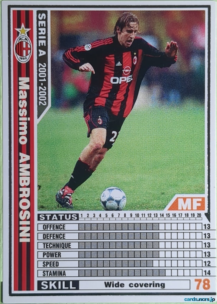 Panini WCCF Football WCCF/2001-2002-154/288 N Massimo Ambrosini Trading Card EX