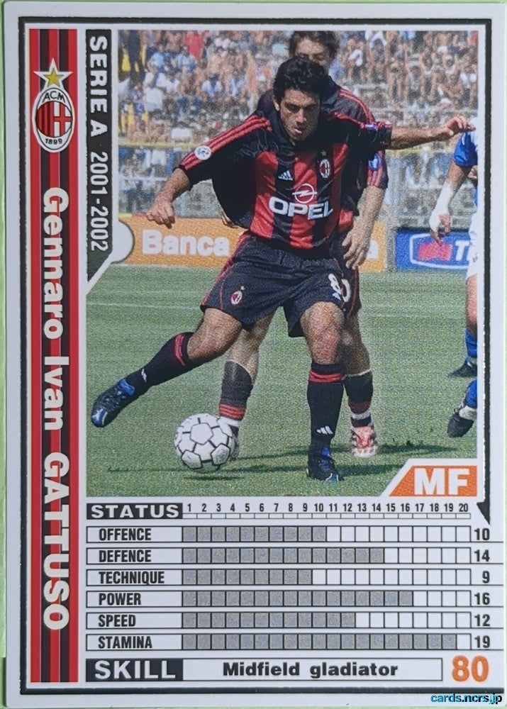 Panini WCCF Football WCCF/2001-2002-156/288 N Gennaro Ivan Gattuso Trading Card EX