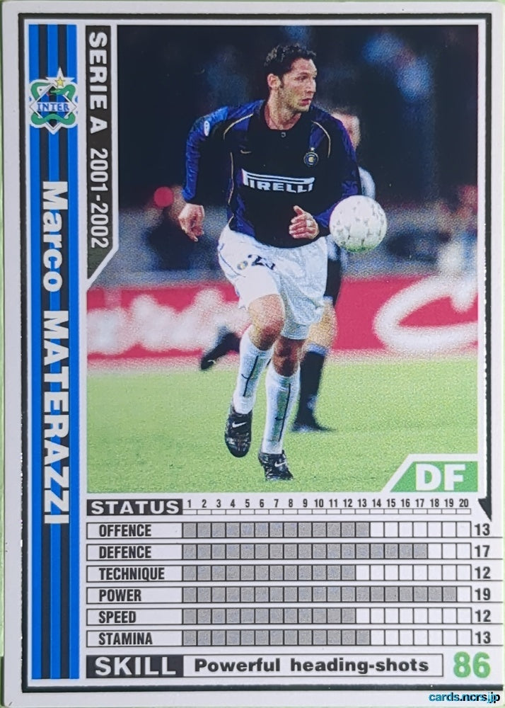 Panini WCCF Football WCCF/2001-2002-084/288 N Marco MATERAZZI Trading Card EX