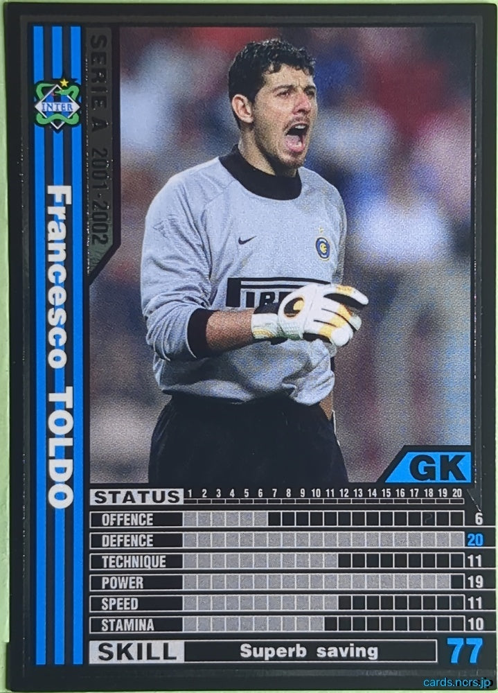 Panini WCCF Football WCCF/2001-2002-081/288 N Francesco Toldo Trading Card EX