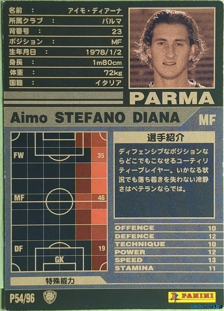 Panini WCCF Football WCCF/2001-2002-P54/96 N Aimo Stefano Diana Trading Card EX